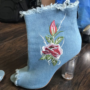 Denim Clear Heel Boot